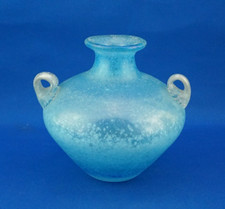 VASO ad anfora romana vetro scavo azzurro MURANO VENEZIA 1900 Vetrerie Seguso