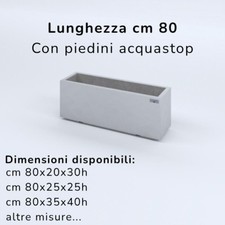 FIORIERE IN CEMENTO LISCE RETTANGOLARI PIEDINI ACQUASTOP CM80