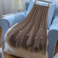 Gonna donna tulle rete perline