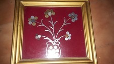 Quadro raffigurante un vaso con i fiori con monete antiche 500 argento 5 lire