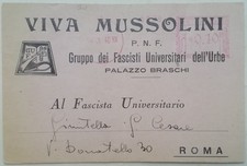 CARTOLINA VIVA MUSSOLINI GUF GRUPPO UNIVERSITARIO FASCISTA PALAZZO BRASCHI M3