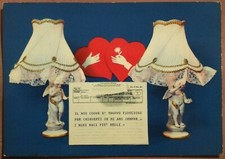 CARTOLINA TEMATICA INNAMORATI COPPIA FIDANZATI BAJOUR CUORI CUORE TELEGRAMMA