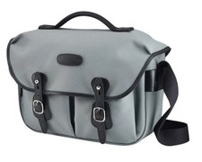 Borsa messenger Billingham Hadley Pro fotocamera/DSLR in tela grigia + pelle nera