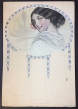 MAUZAN - 4 bozzetti acquerelli a matita originali per calendario, 1900 firmati dall'artista