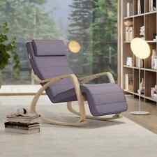 SONGMICS Sedia a Dondolo,Poltrona a Dondolo con Braccioli in Betulla,Poggiapiedi