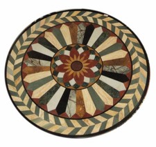 Tavolo In Marmo Nero 24" Pietre Semipreziose Artigianato Marquetry