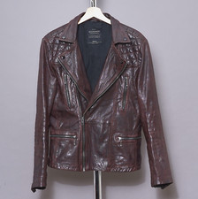 Giacca pelle motociclista ALL SAINTS OXBLOOD CALLERTON PICCOLA uomo rosso punk graal