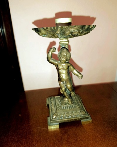 Candeliere con putto epoca - candeliere,