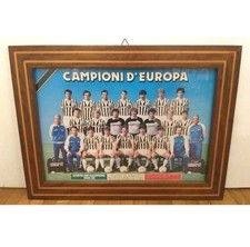 QUADRO POSTER-JUVENTUS CAMPIONE D'EUROPA 1984/85-CORNICE LEGNO MASSELLO-CALCIO