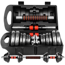 Set Manubri Palestra Sollevamento Pesi Kit con Bilanciere Dischi in Ghisa 15kg