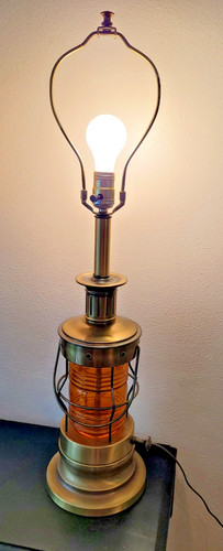 Lampada vintage ottone vetro