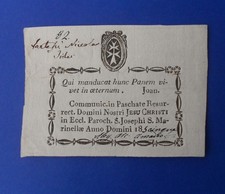 Santino Segno di Comunione Pasquale 1855 Santa Marinella Chiesa San Giuseppe