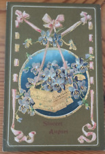 SINCERI AUGURI - CESTINO DORATO CON FIORI A RILIEVO