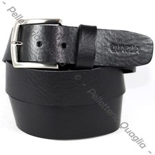 Cintura pelle cuoio nero uomo - pelle,