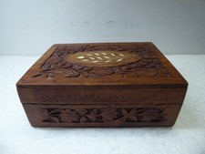 Scatola scatolina cofanetto portagioie in legno intagliato lavorato a mano