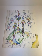 Beautiful COLORFUL ABSTRACT EXPRESSIONIST WATERCOLOR Whimsical PAINTING