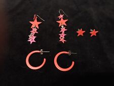 STOCK ORECCHINI 3 PAIA IN METALLO LACCATO COLORE ROSSO