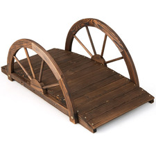 Ponte in Legno Da Giardino Da 1M, Passerella Ad Arco Con Doppia Ringhiera a Mezz