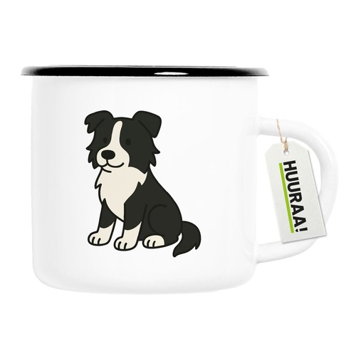 Tazza smaltata border collie