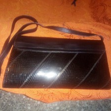 Borsa donna  in vero  serpente Rettile e Vera Pelle tracolla nera