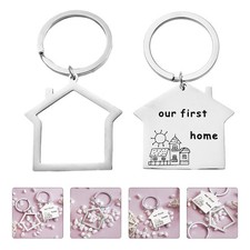  2 Pcs Portachiavi Home Forma Di Casa in ​​metallo ​​acciaio Inossidabile