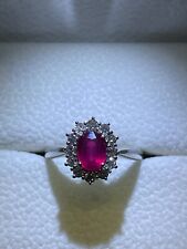 ANELLO CENTRO E GIRO PRINCIPESSA ORO BIANCO 18 KT  RUBINO NATURALE e DIAMANTI 