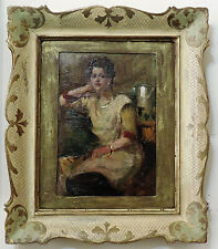 Dipinto olio su cartoncino  Antonio Mancini CM 27 X 18