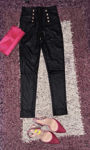 Leggins pelle nero - leggins,