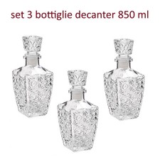 3 eleganti bottiglie vetro 850 ml decanter per vino liquori distillati e grappa