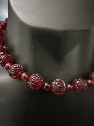 Collana rosa bachelite ambra
