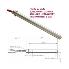Resistenza Candeletta Stufa a Pellet 12,5mm 350W 170mm EDILKAMIN PALAZZETTI