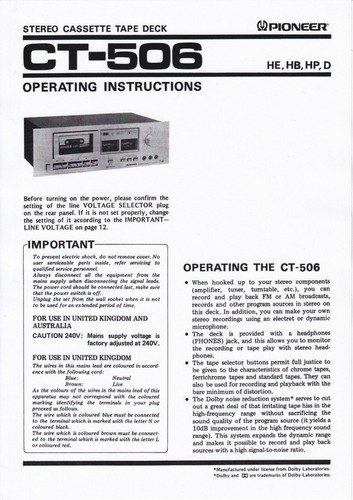 Manuale istruzioni per pioneer - istruzioni,