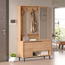 Mobile Ingresso Con Scarpiera Appendiabiti E Specchio Orientabile Ocean Legno