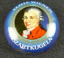 Scatola di latta rotonda piccola da collezione Mozart Austria vintage portagioie