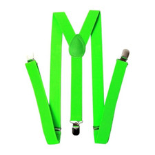 BRETELLE VERDE FLUO UOMO DONNA ELASTICHE REGOLABILI 3 CLIP 2,5CM