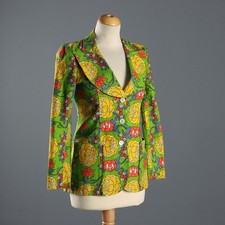 Giacca a Fiori Vintage Cotone Stampo Floreale Taglia S Italia Anni 60 Originale