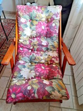 POLTRONA SEDIA SDRAIO RELAX IN LEGNO CON IMBOTTITURA DISEGNO FLOREALE