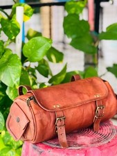 Borsa uomo Comman in pelle vintage 2 cinghie chiusura fibbia attrezzi marrone