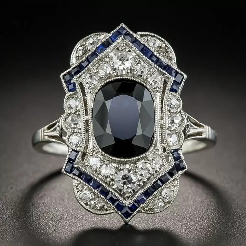 Anello vintage artdeco zaffiro - anello,
