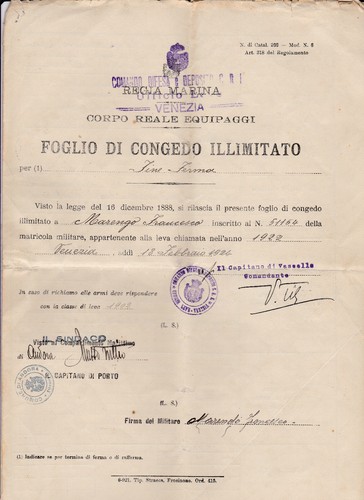 Foglio congedo illimitato - congedo,
