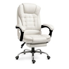 Sedia da Ufficio Ergonomica Presidenziale Girevole in Eco Pelle Bianca