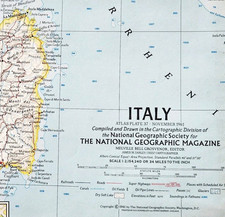 1961 Italia Mappa Geografica