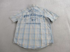 Camicia Fox Racing uomo blu medio a quadri manica corta bottoni western ricamata