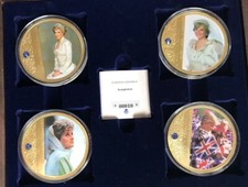 Principessa Diana: Ritratti Di - 70MM Placcato Oro a Prova 4 Moneta Set