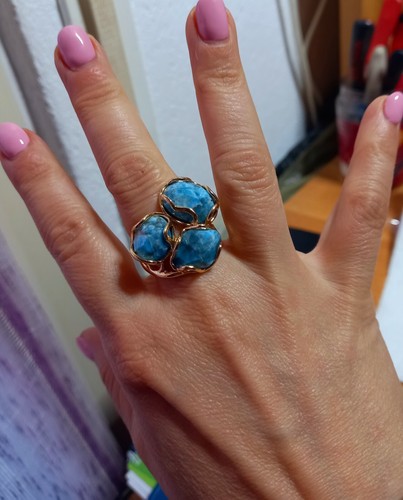 Anello ottone pietre dure - ottone,