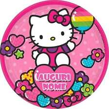 Cialda HELLO KITTY con NOME Decorazione Torta Ostia Zucchero per Compleanno