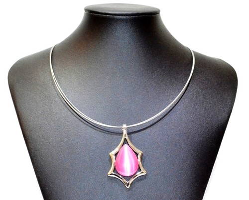 Necklace cats eye pink jewelry - eye,