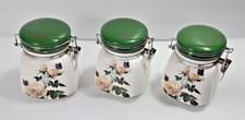 Tre contenitori ermetici in ceramica decorati con rose di caffè- sale- zucchero