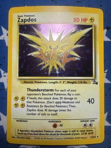 Carta pokemon rara - rara, zapdos