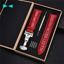 Cinturino orologio in pelle coccodrillo rosso fibbia deployante 18 20 22 24 mm